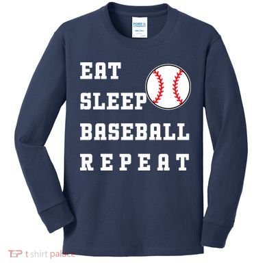 Eat Sleep Baseball Repeat Kids Long Sleeve Shirt