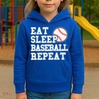 Eat Sleep Baseball Repeat Meaningful Gift Kids Hoodie thumb 3