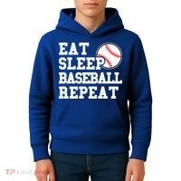 Eat Sleep Baseball Repeat Meaningful Gift Kids Hoodie thumb 4