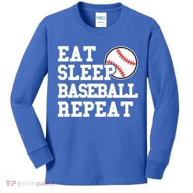 Eat Sleep Baseball Repeat Meaningful Gift Kids Long Sleeve Shirt