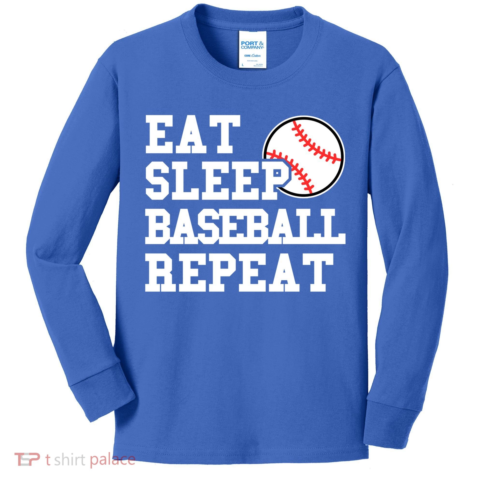 Eat Sleep Baseball Repeat Meaningful Gift Kids Long Sleeve Shirt