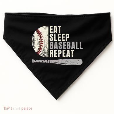 Eat Sleep Baseball Repeat Funny Baseball Player Cool Gift USA-Made Doggie Bandana
