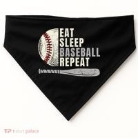 Eat Sleep Baseball Repeat Funny Baseball Player Cool Gift USA-Made Doggie Bandana thumb 0