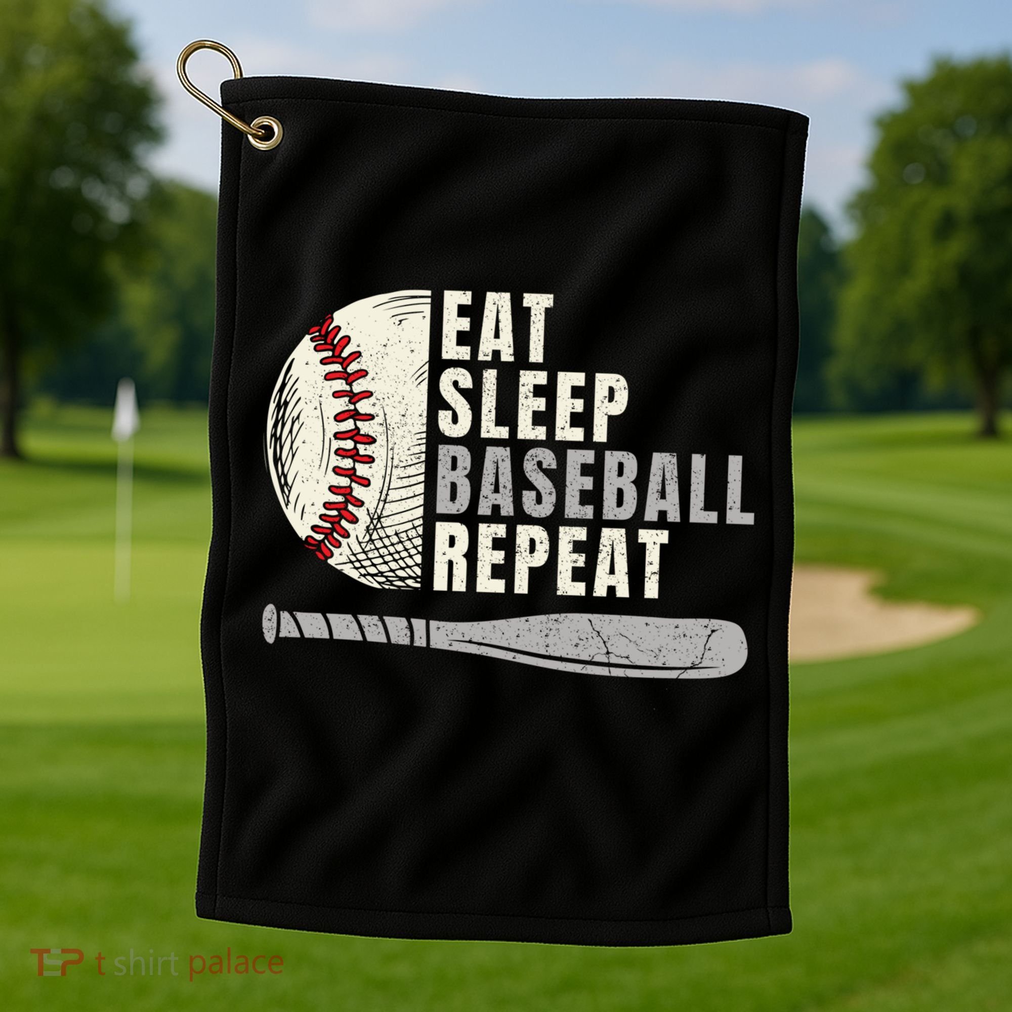 Eat Sleep Baseball Repeat Funny Baseball Player Cool Gift Golf Towel