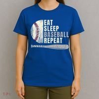 Eat Sleep Baseball Repeat Funny Baseball Player Cool Gift T-Shirt thumb 4