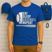 Eat Sleep Baseball Repeat Funny Baseball Player Cool Gift T-Shirt thumb 6