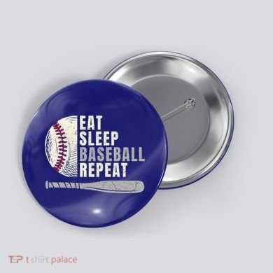 Eat Sleep Baseball Repeat Funny Baseball Player Cool Gift Button