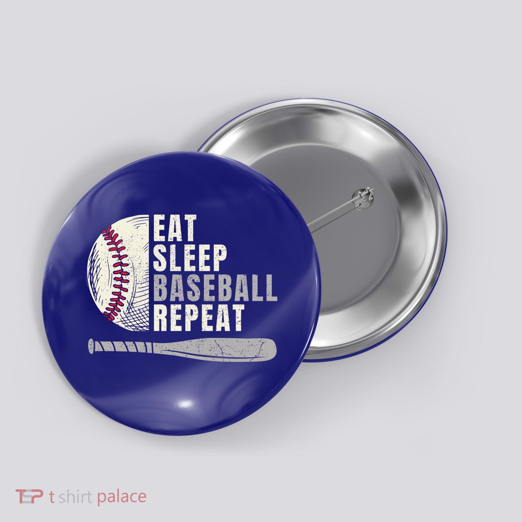 Eat Sleep Baseball Repeat Funny Baseball Player Cool Gift Button