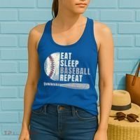 Eat Sleep Baseball Repeat Funny Baseball Player Cool Gift Women's Tank Top thumb 2