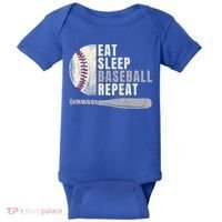 Eat Sleep Baseball Repeat Funny Baseball Player Cool Gift Baby Bodysuit thumb 0
