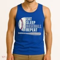 Eat Sleep Baseball Repeat Funny Baseball Player Cool Gift Tank Top thumb 3