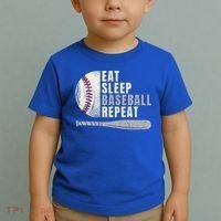 Eat Sleep Baseball Repeat Funny Baseball Player Cool Gift Toddler T-Shirt thumb 2