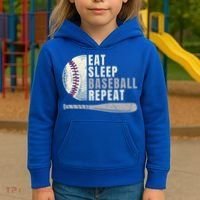 Eat Sleep Baseball Repeat Funny Baseball Player Cool Gift Kids Hoodie thumb 3