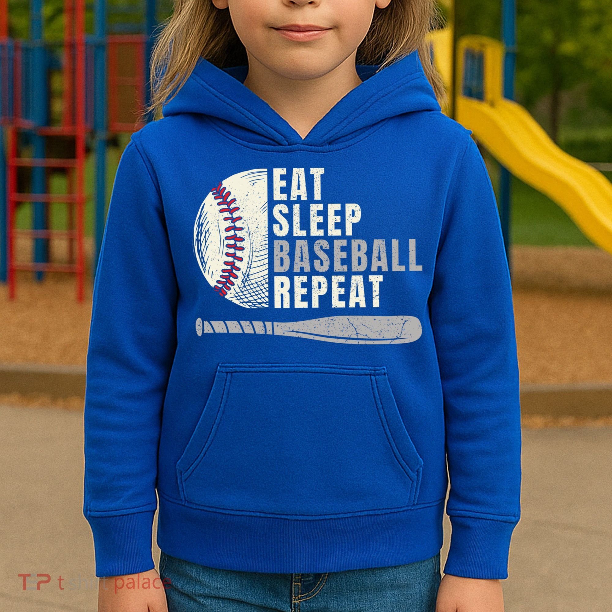 Eat Sleep Baseball Repeat Funny Baseball Player Cool Gift Kids Hoodie