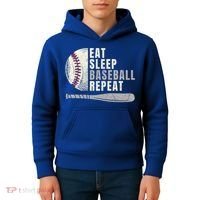 Eat Sleep Baseball Repeat Funny Baseball Player Cool Gift Kids Hoodie thumb 4