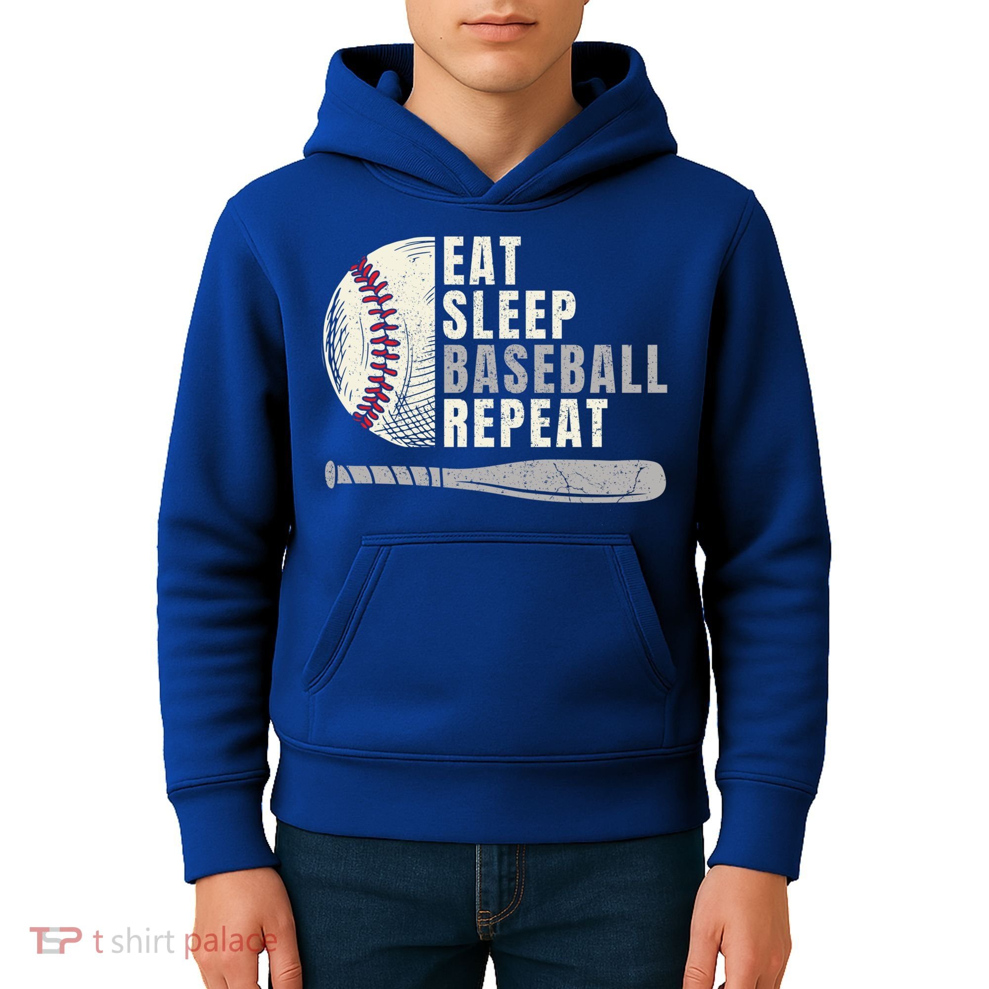 Eat Sleep Baseball Repeat Funny Baseball Player Cool Gift Kids Hoodie