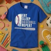 Eat Sleep Baseball Repeat Funny Baseball Player Cool Gift Kids T-Shirt thumb 3