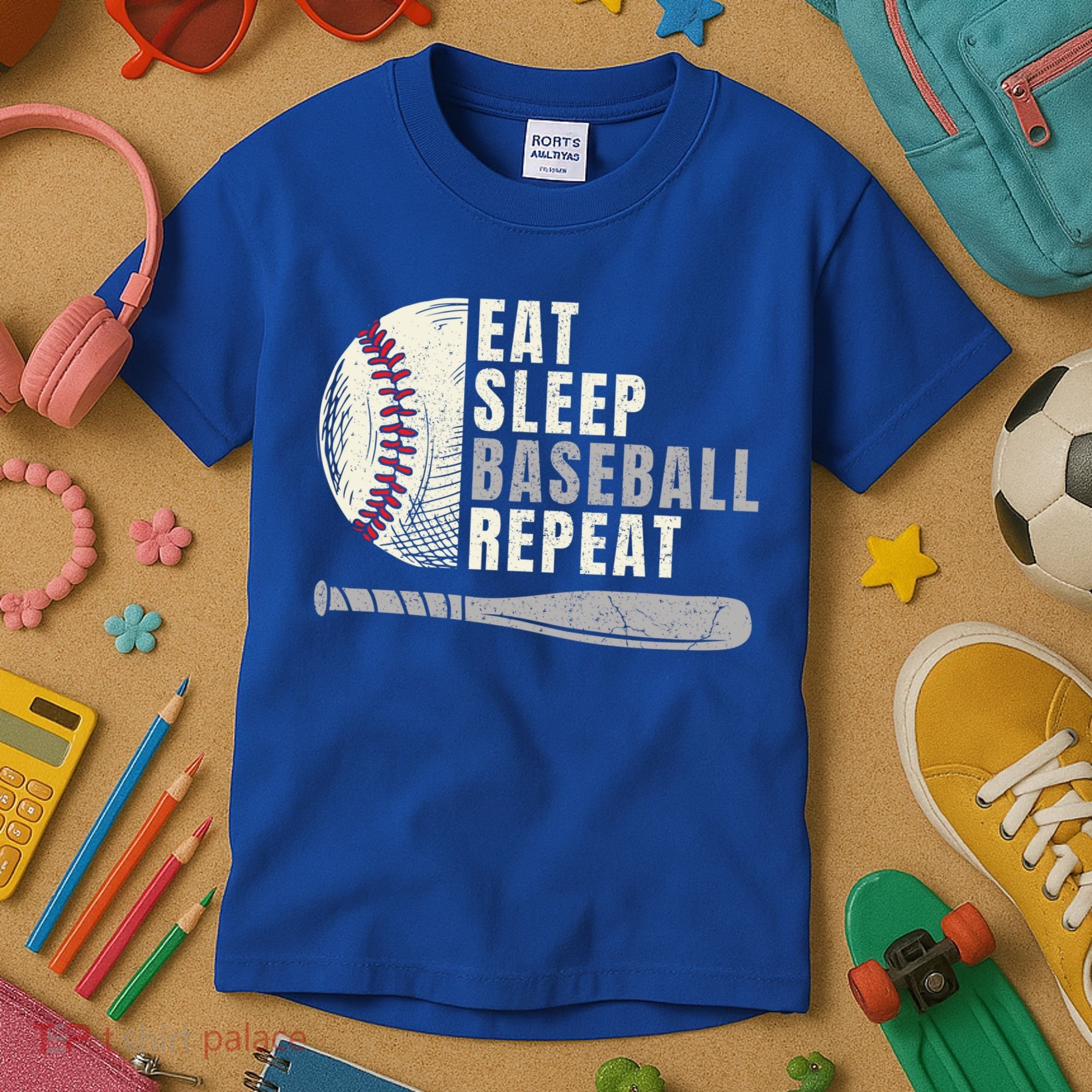 Eat Sleep Baseball Repeat Funny Baseball Player Cool Gift Kids T-Shirt