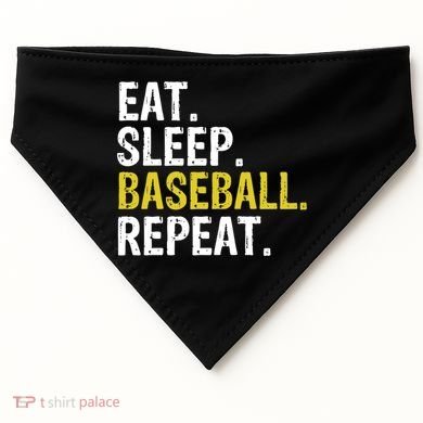 Eat Sleep Baseball Repeat Gift USA-Made Doggie Bandana