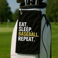 Eat Sleep Baseball Repeat Gift Golf Towel thumb 2