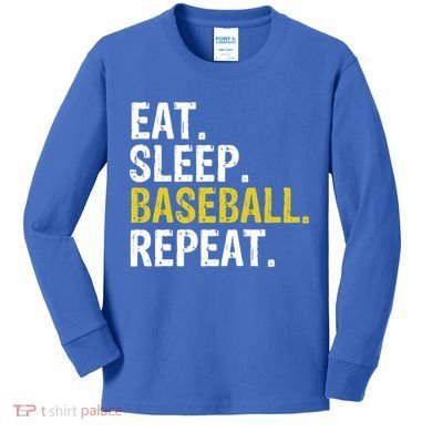 Eat Sleep Baseball Repeat Gift Kids Long Sleeve Shirt