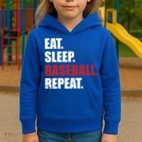 Eat Sleep Baseball Repeat Gift Kids Hoodie thumb 3