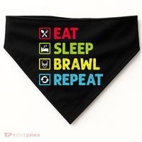 Eat Sleep Brawl Repeat Funny Video Gamer Gaming USA-Made Doggie Bandana thumb 0