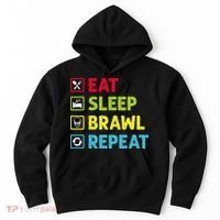 Eat Sleep Brawl Repeat Funny Video Gamer Gaming Hoodie thumb 0