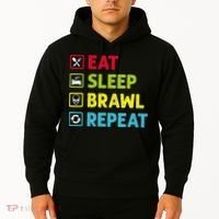 Eat Sleep Brawl Repeat Funny Video Gamer Gaming Hoodie thumb 2