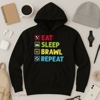Eat Sleep Brawl Repeat Funny Video Gamer Gaming Hoodie thumb 3
