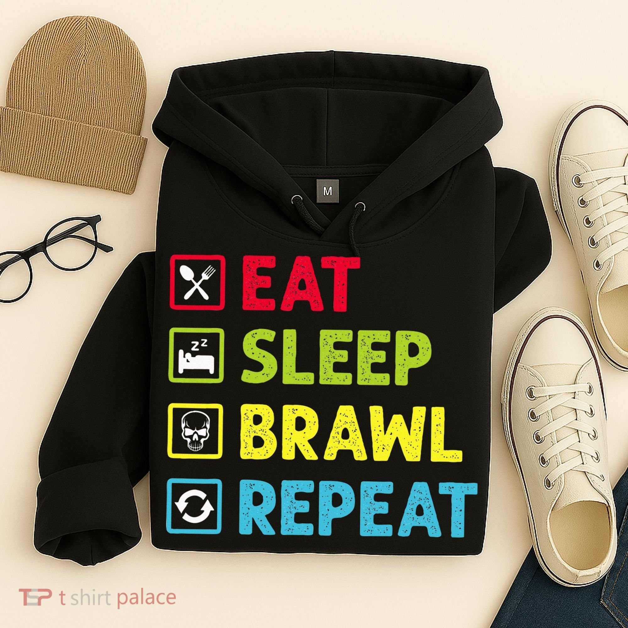 Eat Sleep Brawl Repeat Funny Video Gamer Gaming Hoodie