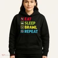 Eat Sleep Brawl Repeat Funny Video Gamer Gaming Hoodie thumb 5