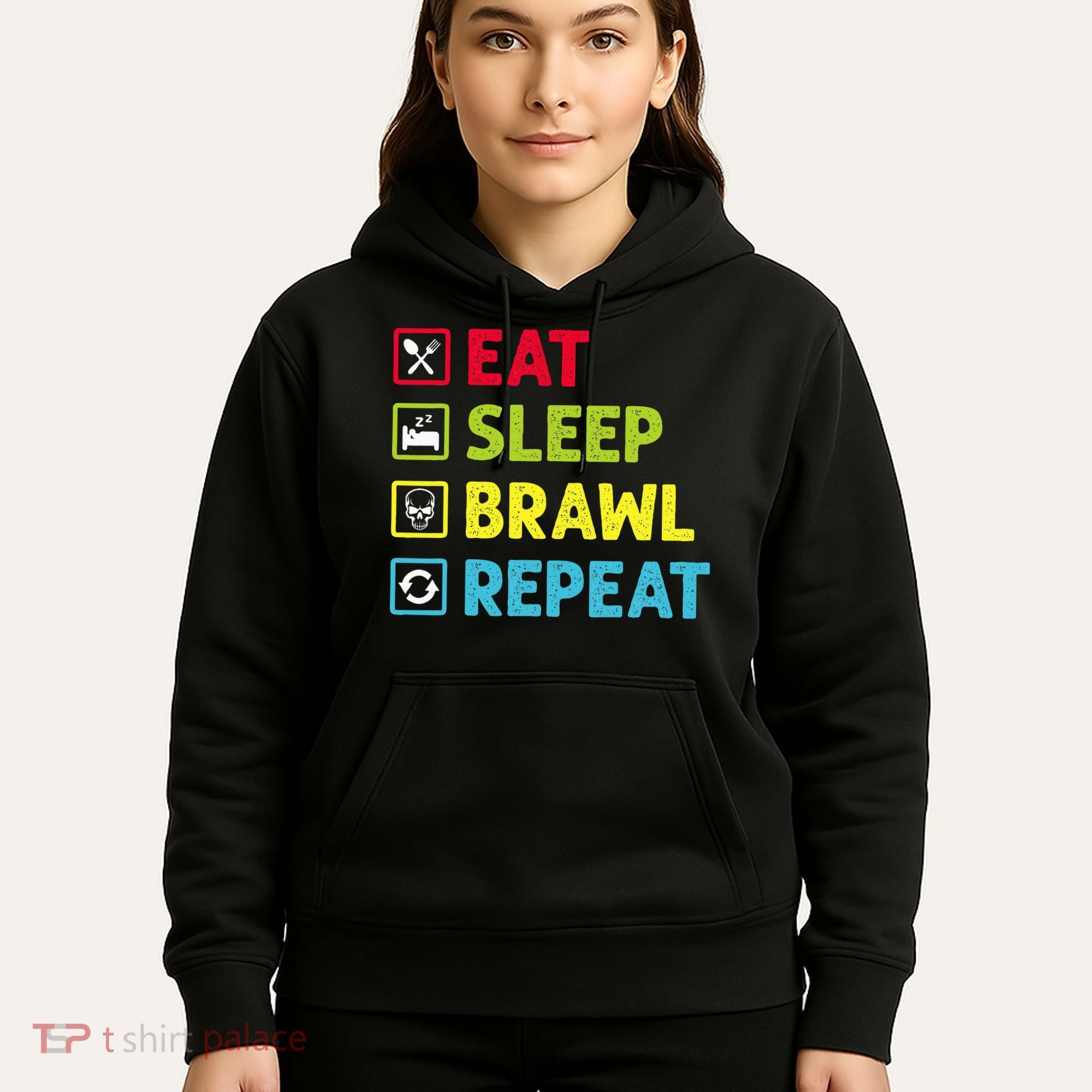 Eat Sleep Brawl Repeat Funny Video Gamer Gaming Hoodie
