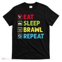 Eat Sleep Brawl Repeat Funny Video Gamer Gaming T-Shirt thumb 0