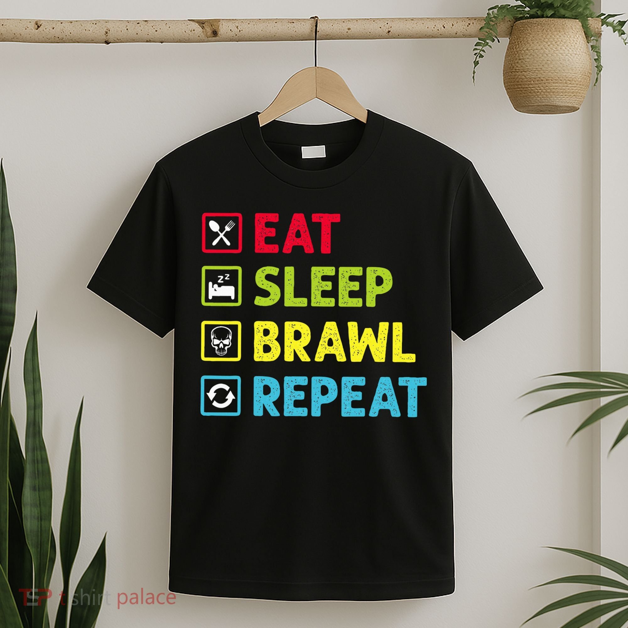 Eat Sleep Brawl Repeat Funny Video Gamer Gaming T-Shirt
