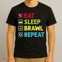 Eat Sleep Brawl Repeat Funny Video Gamer Gaming T-Shirt thumb 3