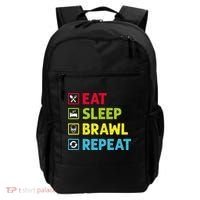 Eat Sleep Brawl Repeat Funny Video Gamer Gaming Backpack thumb 0