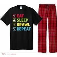 Eat Sleep Brawl Repeat Funny Video Gamer Gaming Pajama Set thumb 0