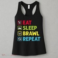 Eat Sleep Brawl Repeat Funny Video Gamer Gaming Women's Tank Top thumb 3