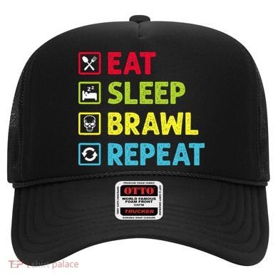 Eat Sleep Brawl Repeat Funny Video Gamer Gaming Hat