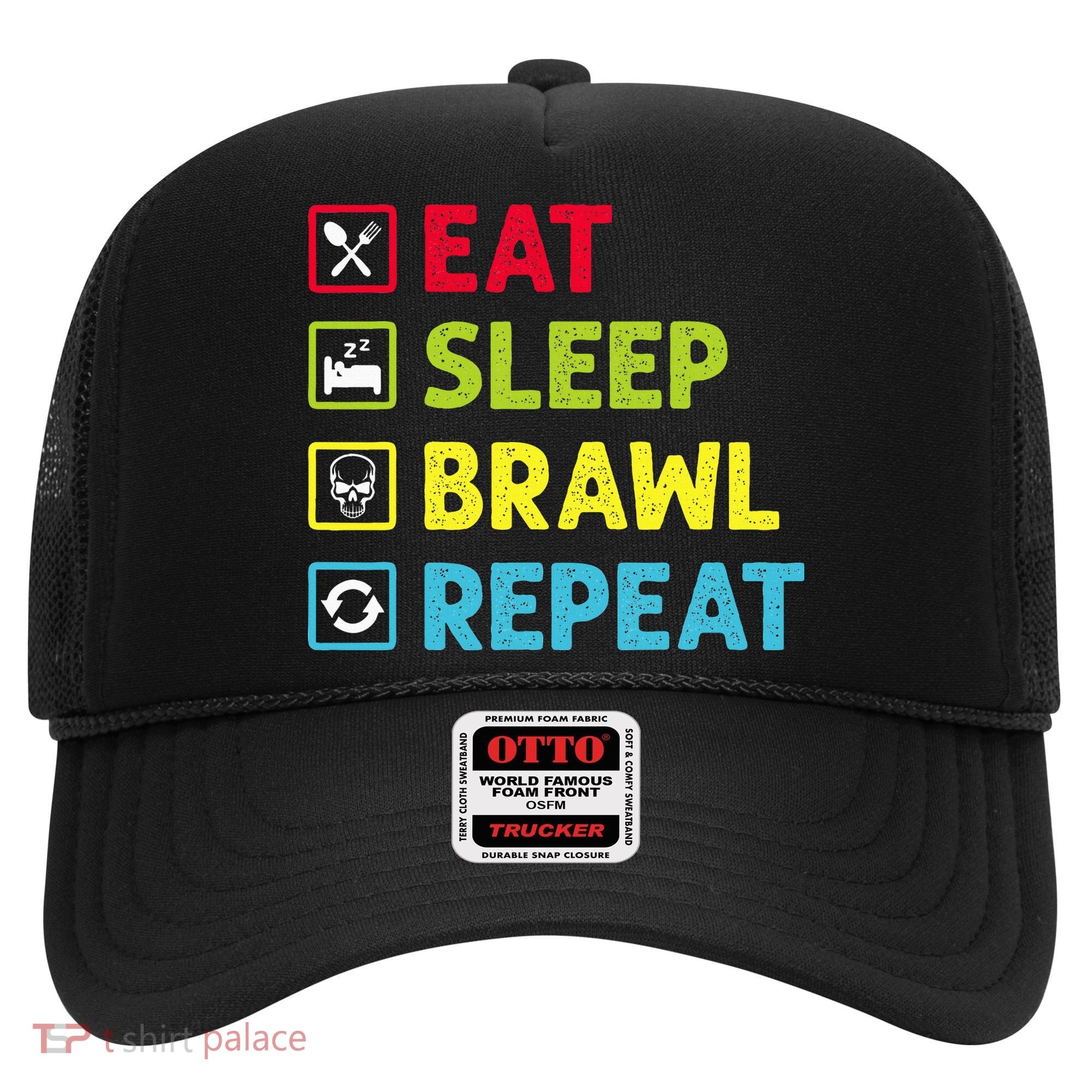 Eat Sleep Brawl Repeat Funny Video Gamer Gaming Hat
