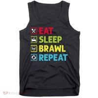 Eat Sleep Brawl Repeat Funny Video Gamer Gaming Tank Top thumb 0