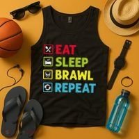 Eat Sleep Brawl Repeat Funny Video Gamer Gaming Tank Top thumb 4