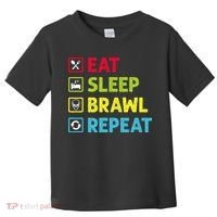 Eat Sleep Brawl Repeat Funny Video Gamer Gaming Toddler T-Shirt thumb 0