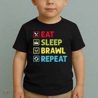 Eat Sleep Brawl Repeat Funny Video Gamer Gaming Toddler T-Shirt thumb 2