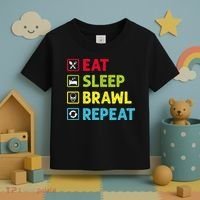 Eat Sleep Brawl Repeat Funny Video Gamer Gaming Toddler T-Shirt thumb 3