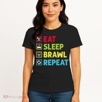 Eat Sleep Brawl Repeat Funny Video Gamer Gaming Women's T-Shirt thumb 4