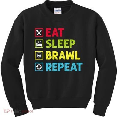 Eat Sleep Brawl Repeat Funny Video Gamer Gaming Kids Sweatshirt