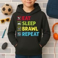 Eat Sleep Brawl Repeat Funny Video Gamer Gaming Kids Hoodie thumb 2