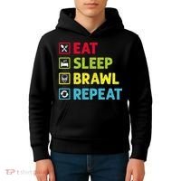 Eat Sleep Brawl Repeat Funny Video Gamer Gaming Kids Hoodie thumb 4